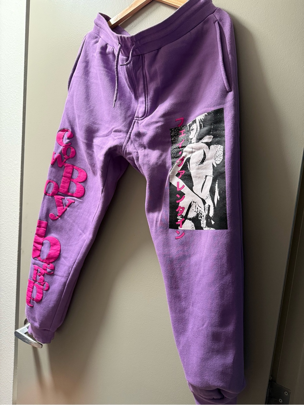 Purple Graphic Sweatpants with Pink Accents